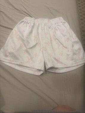 White & Light Pink Mesh Men’s Shorts